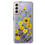 Samsung Galaxy S21 Yellow Summer Flowers Floral Hybrid Protective Phone Case Cover