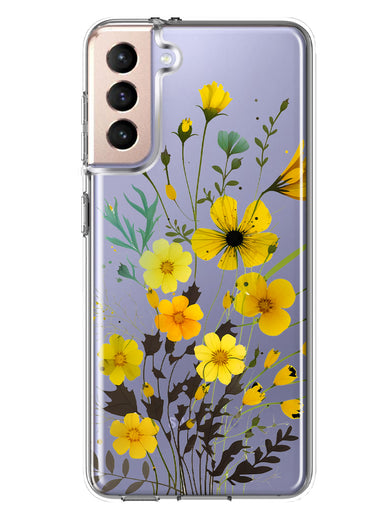 Samsung Galaxy S21 Plus Yellow Summer Flowers Floral Hybrid Protective Phone Case Cover