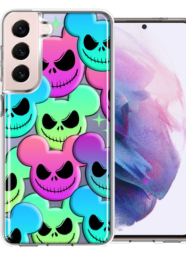 Samsung Galaxy S22 Plus Bright Rainbow Nightmare Skulls Spooky Season Halloween Design Double Layer Phone Case Cover