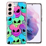 Samsung Galaxy S22 Plus Bright Rainbow Nightmare Skulls Spooky Season Halloween Design Double Layer Phone Case Cover