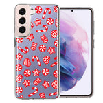 Samsung Galaxy S22 Plus Christmas Winter Red White Peppermint Candies Swirls Candycanes Design Double Layer Phone Case Cover