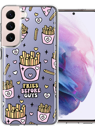 Samsung Galaxy S22 Plus Cute Valentine Pink Love Hearts Fries Before Guys Double Layer Phone Case Cover
