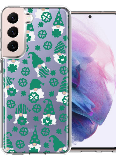 Samsung Galaxy S22 Plus Lucky Green St Patricks Day Cute Gnomes Shamrock Polkadots Double Layer Phone Case Cover