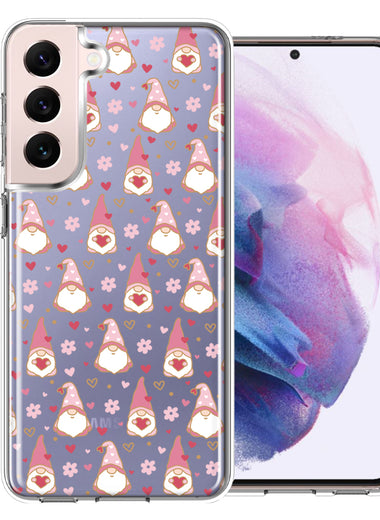 Samsung Galaxy S22 Plus Pink Blush Valentines Day Flower Hearts Gnome Characters Cute Double Layer Phone Case Cover