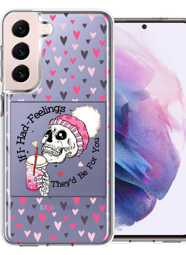 Samsung Galaxy S22 Plus Pink Dead Valentine Skull Frap Hearts If I had Feelings They'd Be For You Love Double Layer Phone Case Cover
