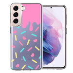 Samsung Galaxy S22 Plus Pink Drip Frosting Cute Heart Sprinkles Kawaii Cake Design Double Layer Phone Case Cover