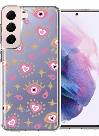 Samsung Galaxy S22 Plus Pink Evil Eye Lucky Love Law Of Attraction Design Double Layer Phone Case Cover