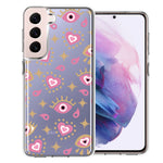 Samsung Galaxy S22 Plus Pink Evil Eye Lucky Love Law Of Attraction Design Double Layer Phone Case Cover