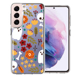 Samsung Galaxy S22 Plus Spooky Season Fall Autumn Flowers Ghosts Skulls Halloween Double Layer Phone Case Cover