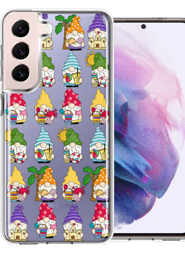Samsung Galaxy S22 Plus Summer Beach Cute Gnomes Sand Castle Shells Palm Trees Double Layer Phone Case Cover