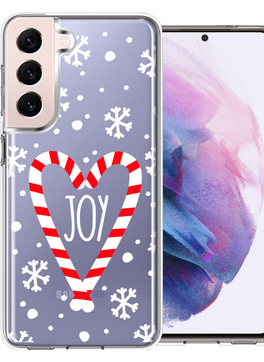 Samsung Galaxy S22 Plus Winter Joy Snow Peppermint Candy Cane Heart Festive Christmas Double Layer Phone Case Cover