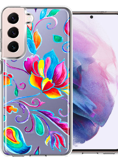 For Samsung Galaxy S22 Plus  Bright Colors Rainbow Water Lilly Floral Phone Case Cover