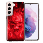 Samsung Galaxy S22 Plus Red Flaming Skull Double Layer Phone Case Cover
