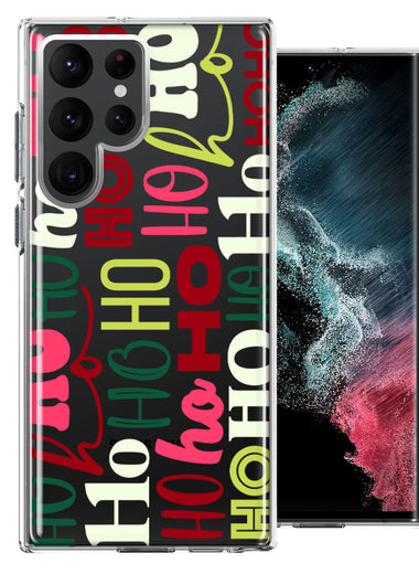 Samsung Galaxy S22 Ultra Christmas Santa Ho Ho Ho textagraphy Festive Holiday Double Layer Phone Case Cover