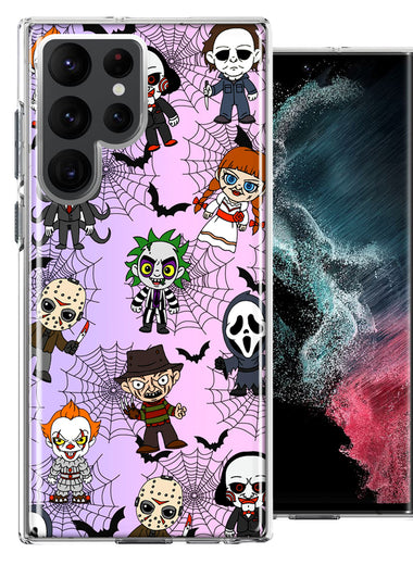 Samsung Galaxy S22 Ultra Classic Haunted Horror Halloween Nightmare Characters Spider Webs Design Double Layer Phone Case Cover