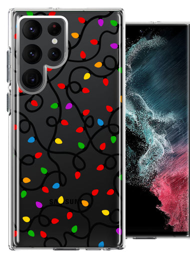 Samsung Galaxy S22 Ultra Colorful Nostalgic Vintage Christmas Holiday Winter String Lights Design Double Layer Phone Case Cover