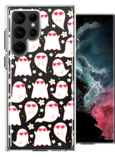 Samsung Galaxy S22 Ultra Floating Heart Glasses Love Ghosts Vaneltines Day Cutie Daisy Double Layer Phone Case Cover