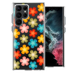 Samsung Galaxy S22 Ultra Groovy Gradient Retro Color Flowers Double Layer Phone Case Cover