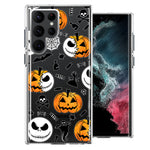 Samsung Galaxy S22 Ultra Halloween Jack-O-Lantern Pumpkin Skull Spooky Design Double Layer Phone Case Cover