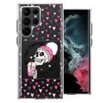 Samsung Galaxy S22 Ultra Pink Dead Valentine Skull Frap Hearts If I had Feelings They'd Be For You Love Double Layer Phone Case Cover