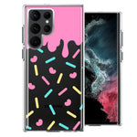 Samsung Galaxy S22 Ultra Pink Drip Frosting Cute Heart Sprinkles Kawaii Cake Design Double Layer Phone Case Cover