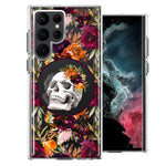 Samsung Galaxy S22 Ultra Romance Is Dead Valentines Day Halloween Skull Floral Autumn Flowers Double Layer Phone Case Cover