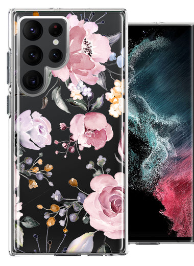 For Samsung Galaxy S22 Ultra  Soft Pastel Spring Floral Flowers Blush Lavender Phone Case Cover