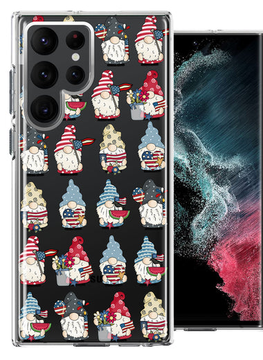 Samsung Galaxy S22 Ultra USA Fourth Of July American Summer Cute Gnomes Patriotic Parade Double Layer Phone Case Cover