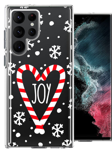 Samsung Galaxy S22 Ultra Winter Joy Snow Peppermint Candy Cane Heart Festive Christmas Double Layer Phone Case Cover