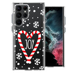 Samsung Galaxy S22 Ultra Winter Joy Snow Peppermint Candy Cane Heart Festive Christmas Double Layer Phone Case Cover