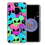 Samsung Galaxy S9 Bright Rainbow Nightmare Skulls Spooky Season Halloween Design Double Layer Phone Case Cover
