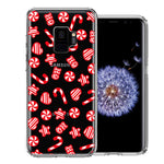 Samsung Galaxy S9 Christmas Winter Red White Peppermint Candies Swirls Candycanes Design Double Layer Phone Case Cover