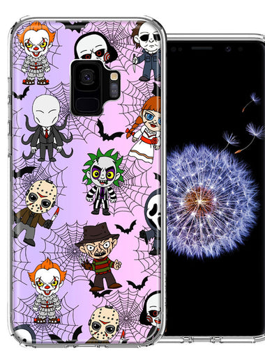 Samsung Galaxy S9 Classic Haunted Horror Halloween Nightmare Characters Spider Webs Design Double Layer Phone Case Cover