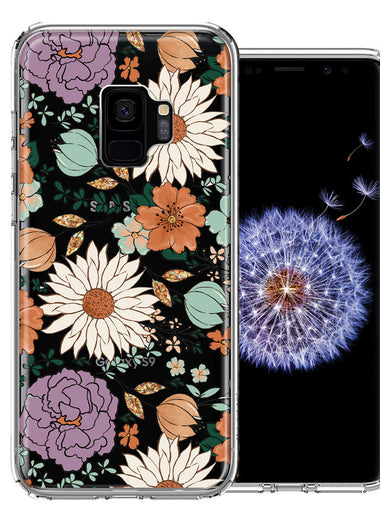 Samsung Galaxy S9 Feminine Classy Flowers Fall Toned Floral Wallpaper Style Double Layer Phone Case Cover