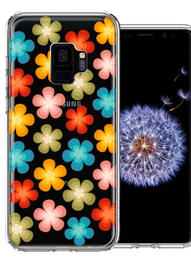 Samsung Galaxy S9 Groovy Gradient Retro Color Flowers Double Layer Phone Case Cover