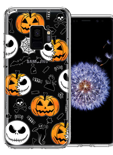 Samsung Galaxy S9 Halloween Jack-O-Lantern Pumpkin Skull Spooky Design Double Layer Phone Case Cover