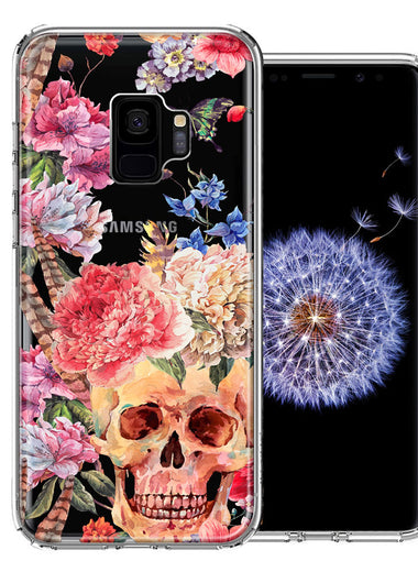 For Samsung Galaxy S9 Indie Spring Peace Skull Feathers Floral Butterfly Flowers Phone Case Cover