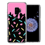Samsung Galaxy S9 Pink Drip Frosting Cute Heart Sprinkles Kawaii Cake Design Double Layer Phone Case Cover
