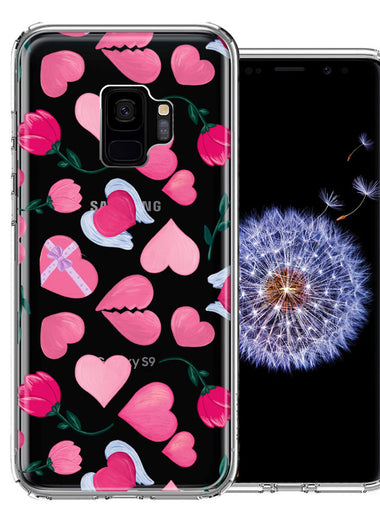 Samsung Galaxy S9 Pretty Valentines Day Hearts Chocolate Candy Angel Flowers Double Layer Phone Case Cover