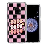 Samsung Galaxy S9 Retro Pink Checkered XOXO Vintage 70s Style Hippie Valentine Love Double Layer Phone Case Cover