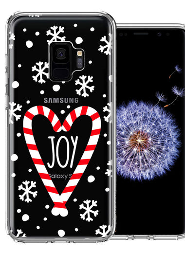 Samsung Galaxy S9 Winter Joy Snow Peppermint Candy Cane Heart Festive Christmas Double Layer Phone Case Cover