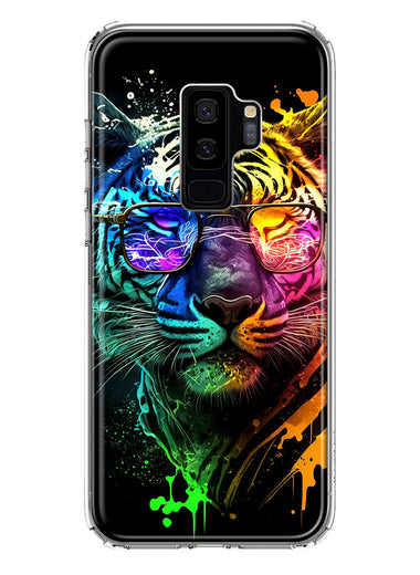 Samsung Galaxy S9 Plus Neon Rainbow Swag Tiger Hybrid Protective Phone Case Cover