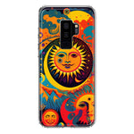 Samsung Galaxy S9 Plus Neon Rainbow Psychedelic Indie Hippie Sun Moon Hybrid Protective Phone Case Cover