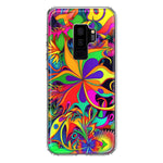 Samsung Galaxy S9 Plus Neon Rainbow Psychedelic Hippie Wild Flowers Hybrid Protective Phone Case Cover