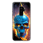 Samsung Galaxy S9 Plus Blue Flaming Skull Burning Fire Double Layer Phone Case Cover