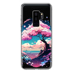 Samsung Galaxy S9 Plus Kawaii Manga Pink Cherry Blossom Japanese Sky Floral Ocean Hybrid Protective Phone Case Cover