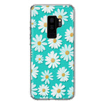 Samsung Galaxy S9 Plus Turquoise Teal White Daisies Cute Daisy Polka Dots Double Layer Phone Case Cover