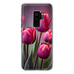 Samsung Galaxy S9 Plus Pink Tulip Flowers Floral Hybrid Protective Phone Case Cover