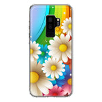 Samsung Galaxy S9 Plus Colorful Rainbow Daisies Blue Pink White Green Double Layer Phone Case Cover
