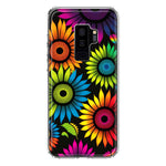 Samsung Galaxy S9 Plus Neon Rainbow Glow Sunflowers Colorful Floral Pink Purple Double Layer Phone Case Cover